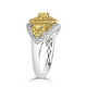 0.30Tct Yellow Diamond Ring With 1.20Tct Diamonds Set In 18Kt Two Tone Gold