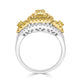 0.30Tct Yellow Diamond Ring With 1.20Tct Diamonds Set In 18Kt Two Tone Gold