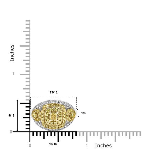 0.30Tct Yellow Diamond Ring With 1.20Tct Diamonds Set In 18Kt Two Tone Gold