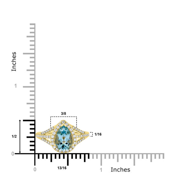 1.35Ct Aquamarine Ring With 0.32Tct Diamonds Set In 14Kt Yellow Gold