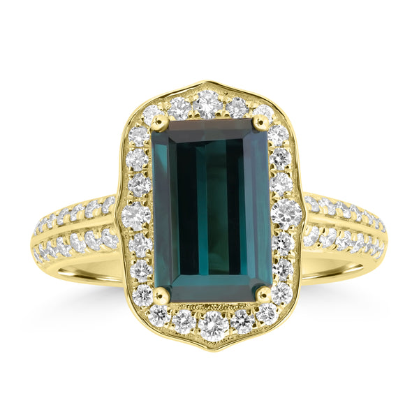 3.49ct Tourmaline Rings with 0.479tct Diamond set in 18K Yellow Gold