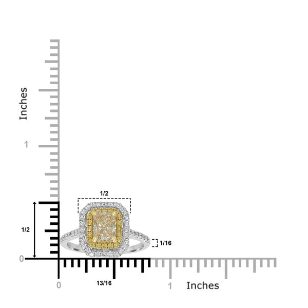 1.02ct  Yellow Diamond Rings with 0.51tct Diamond set in 18K Two Tone Gold