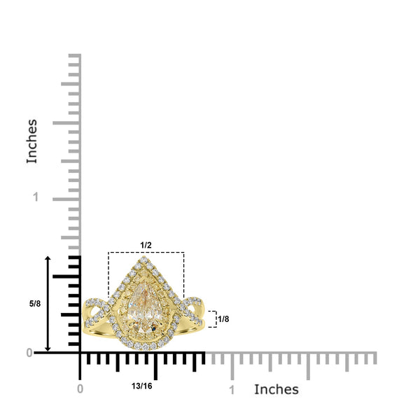 1.01ct  Yellow Diamond Rings with 0.56tct Diamond set in 18K Yellow Gold