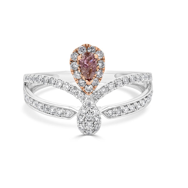 0.16Tct Pink Diamond Ring With 0.48Tct Diamonds Set In 18Kt Two Tone Gold