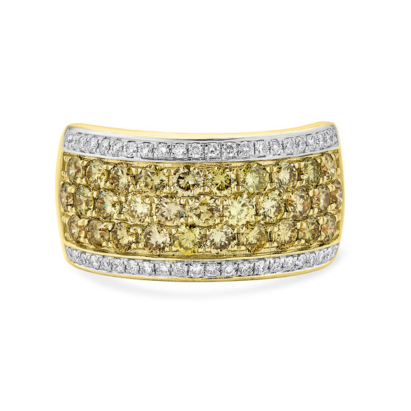 1.59Tct Yellow Diamond Ring With 0.23Tct Diamonds Set In 14Kt Yellow Gold