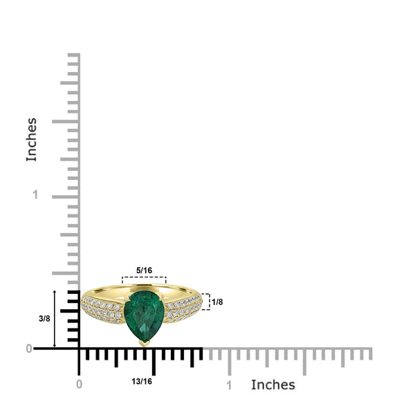 1.74ct   Emerald Rings with 0.38tct Diamond set in 14K Yellow Gold