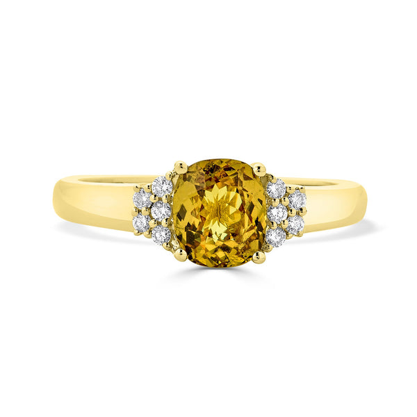 1.47Ct Sapphire Ring With 0.10Tct Diamonds Set In 14Kt Yellow Gold