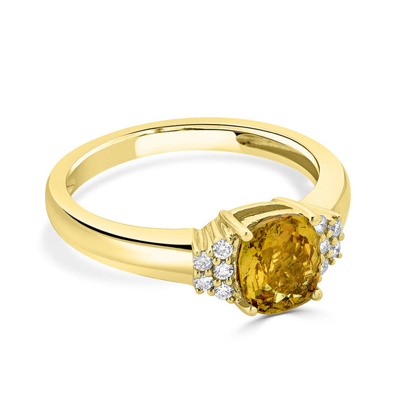 1.47Ct Sapphire Ring With 0.10Tct Diamonds Set In 14Kt Yellow Gold