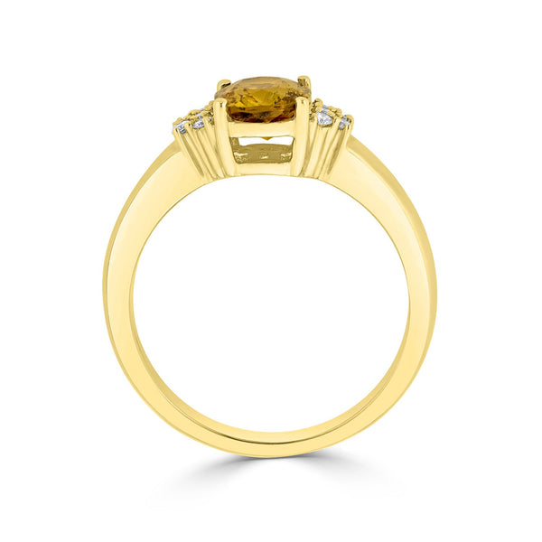 1.47Ct Sapphire Ring With 0.10Tct Diamonds Set In 14Kt Yellow Gold