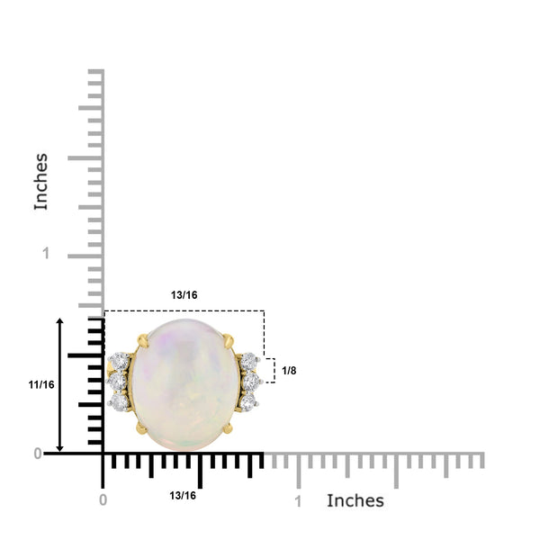 13.85Ct Opal Ring With 0.40Tct Diamonds Set In 14Kt Yellow Gold