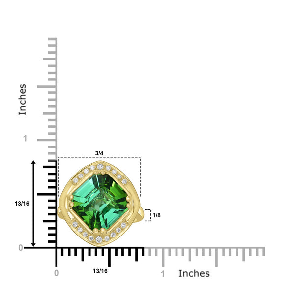 9.73ct Tourmaline Rings with 0.15tct Diamond set in 18K Yellow Gold