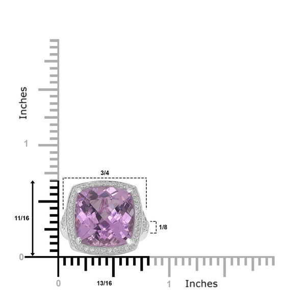 15.51ct  Kunzite Rings with 0.55tct Diamond set in 18K White Gold