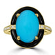 8.1ct Turquoise Rings with 0.12tct Diamond set in 18K Yellow Gold