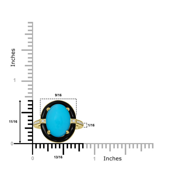 8.1ct Turquoise Rings with 0.12tct Diamond set in 18K Yellow Gold