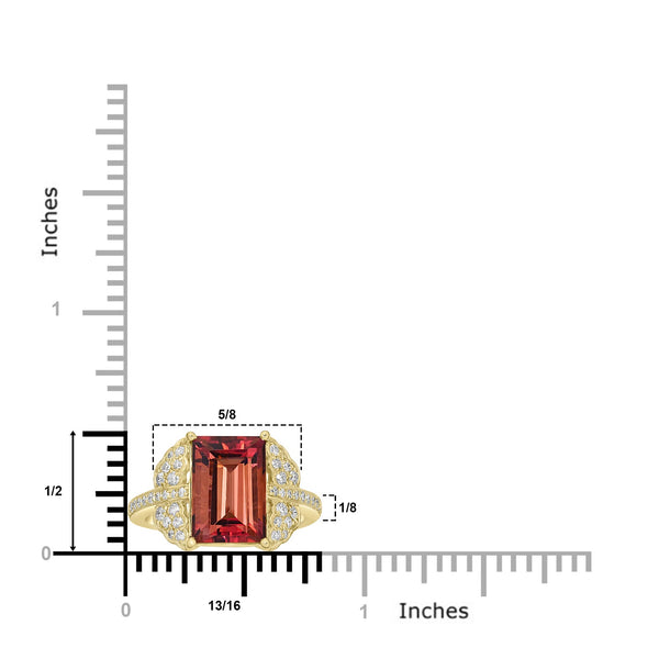 4.53ct Tourmaline Rings with 0.44tct Diamond set in 18K Yellow Gold