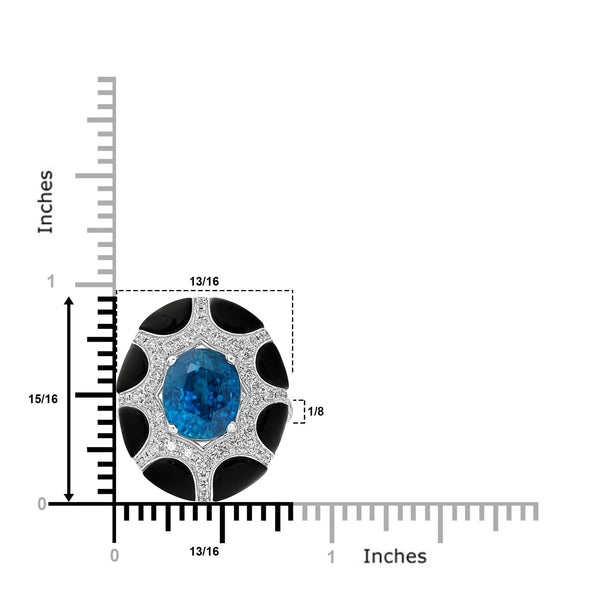 12.09ct Blue Zircon Rings with 0.9tct Diamond set in 18K White Gold