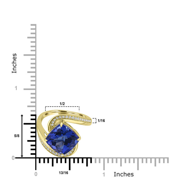 5.502ct Tanzanite Rings with 0.168tct Diamond set in 18K Yellow Gold