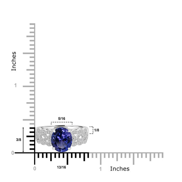 3.165ct Tanzanite Rings with 0.175tct Diamond set in 18K White Gold