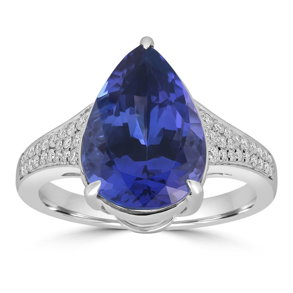 4.89ct Tanzanite Rings with 0.212tct Diamond set in 18K White Gold