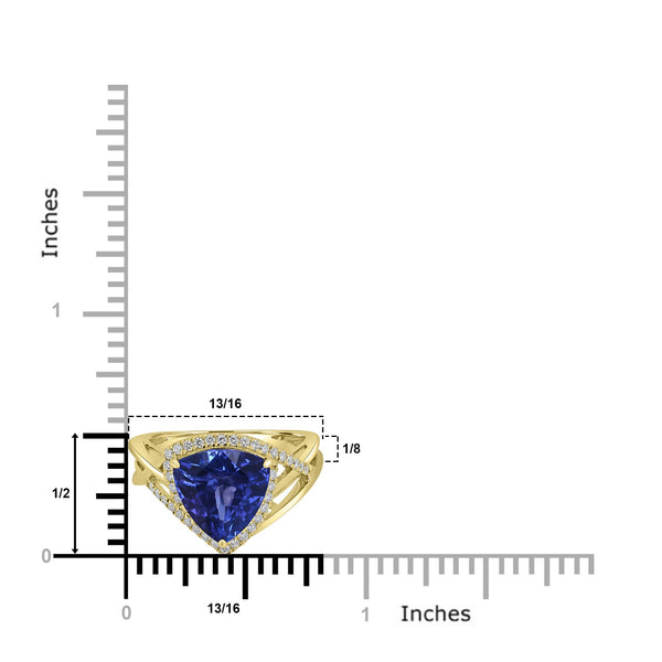 4.25ct Tanzanite Rings with 0.226tct Diamond set in 18K Yellow Gold