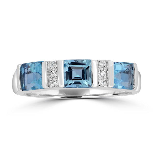 1.24ct Aquamarine Rings with 0.03tct Diamond set in 18K White Gold