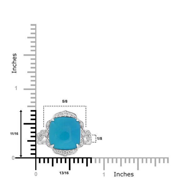 5.10ct Turquoise Rings with 0.29tct Diamond set in 18K White Gold