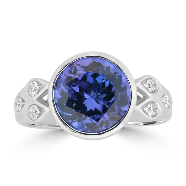 4.93ct Tanzanite Rings with 0.18tct Diamond set in 18K White Gold