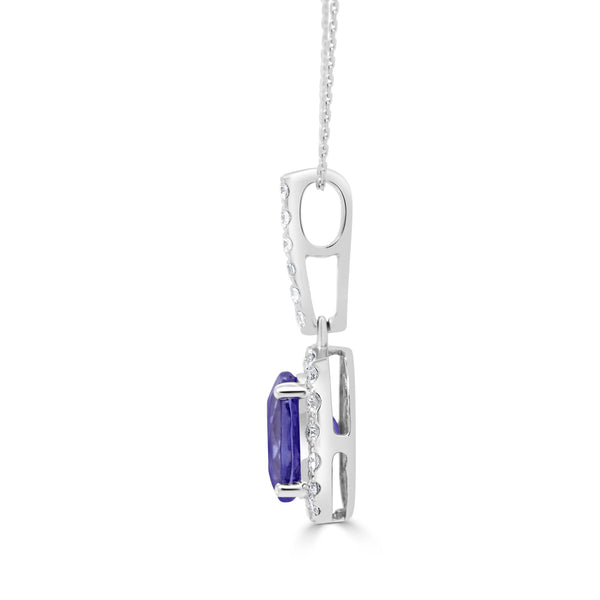 1.72ct Tanzanite Pendant with 0.28tct Diamonds set in 14K White Gold