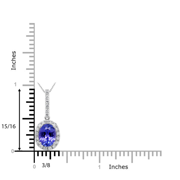 1.72ct Tanzanite Pendant with 0.28tct Diamonds set in 14K White Gold