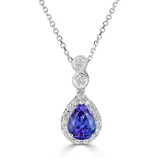 1.63ct Tanzanite Pendant with 0.33tct diamonds set in 14K white gold