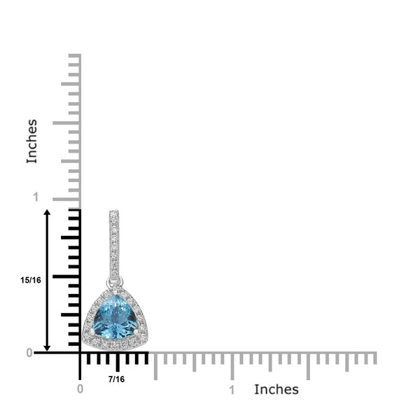 1.14ct  Aquamarine Pendants with 0.44tct Diamond set in 14K White Gold