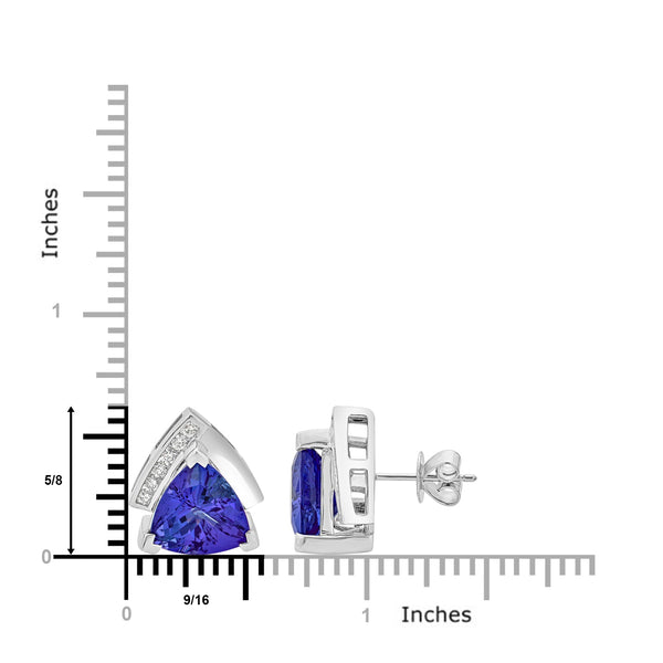 9.28tct Tanzanite Stud Earrings with 0.33tct diamonds set in 14K white gold