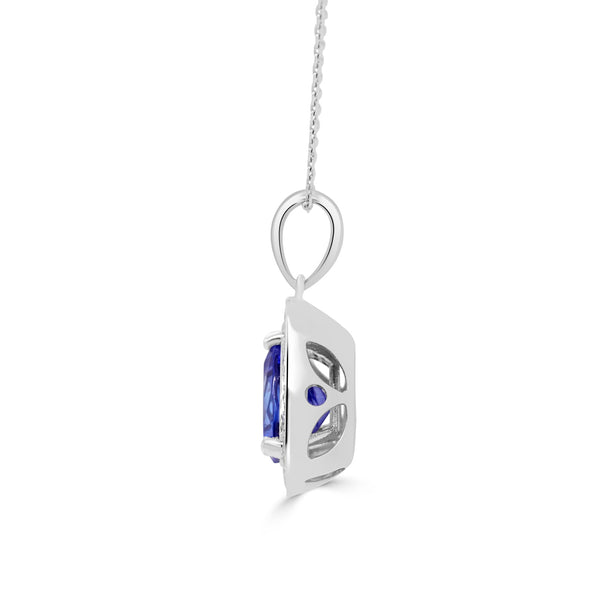 1.58ct Tanzanite Pendant with 0.15tct Diamonds set in 14K White Gold