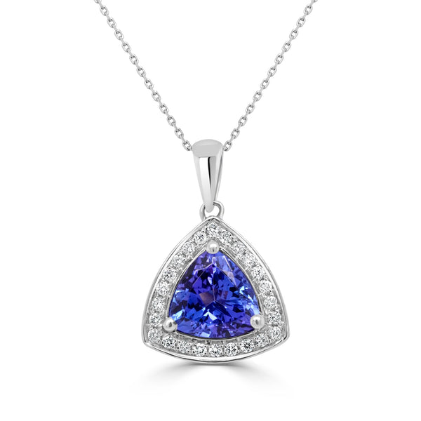 1.58ct Tanzanite Pendant with 0.15tct Diamonds set in 14K White Gold