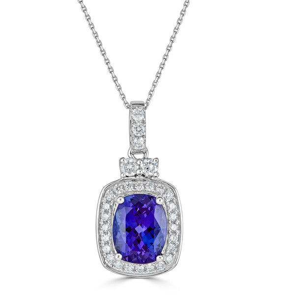 2.68ct Tanzanite Pendant with 0.40tct diamonds set in 14K white gold