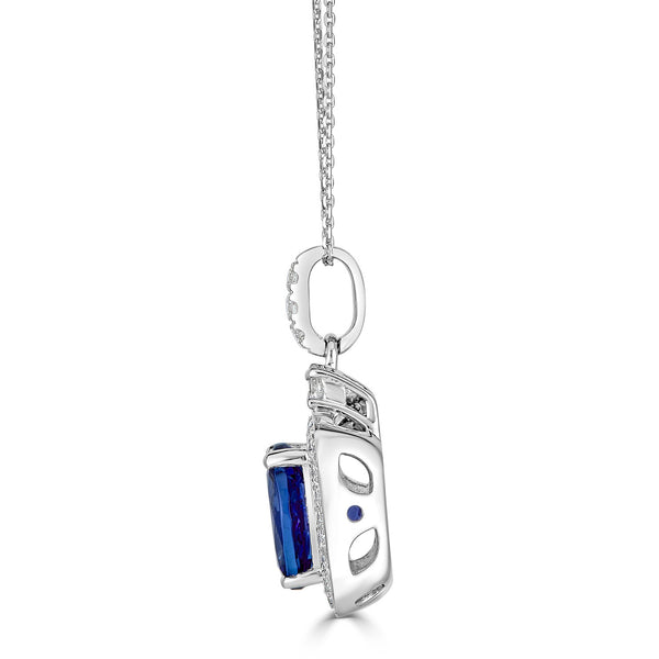 2.68ct Tanzanite Pendant with 0.40tct diamonds set in 14K white gold