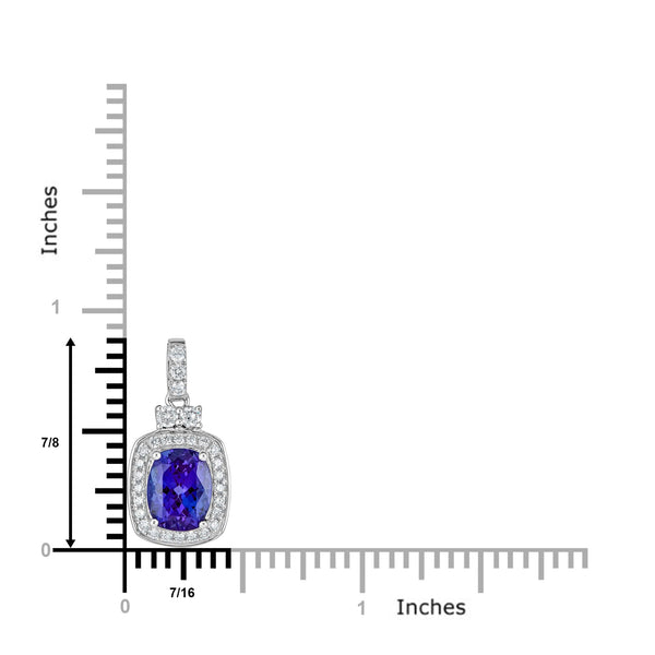 2.68ct Tanzanite Pendant with 0.40tct diamonds set in 14K white gold