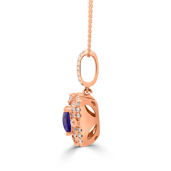 0.97ct Tanzanite Pendant with 0.31tct Diamonds set in 14K Rose Gold