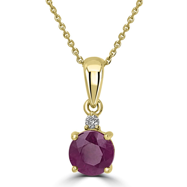 1.35ct   Ruby Pendants with 0.03tct Diamond set in 14K Yellow Gold