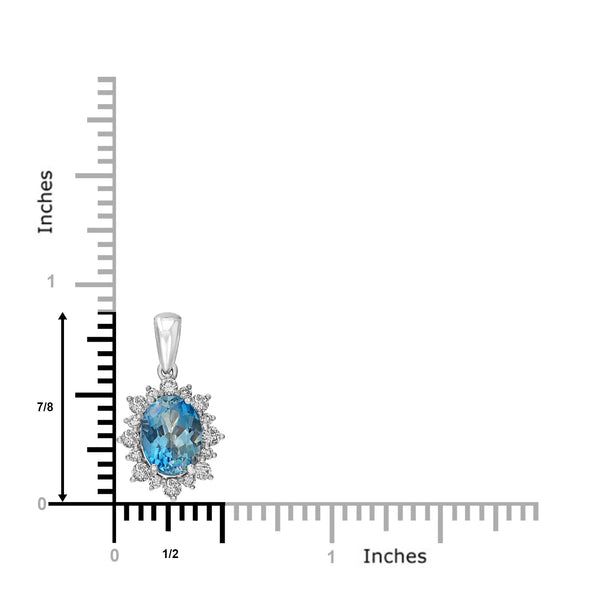 1.62ct  Aquamarine Pendants with 0.42tct Diamond set in 14K White Gold