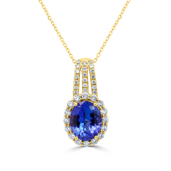 4.4ct Tanzanite Pendant with 0.78tct Diamonds set in 14K Yellow Gold