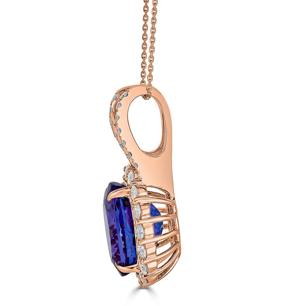 5.14ct Tanzanite Pendant with 0.77tct diamonds set in 14K rose gold