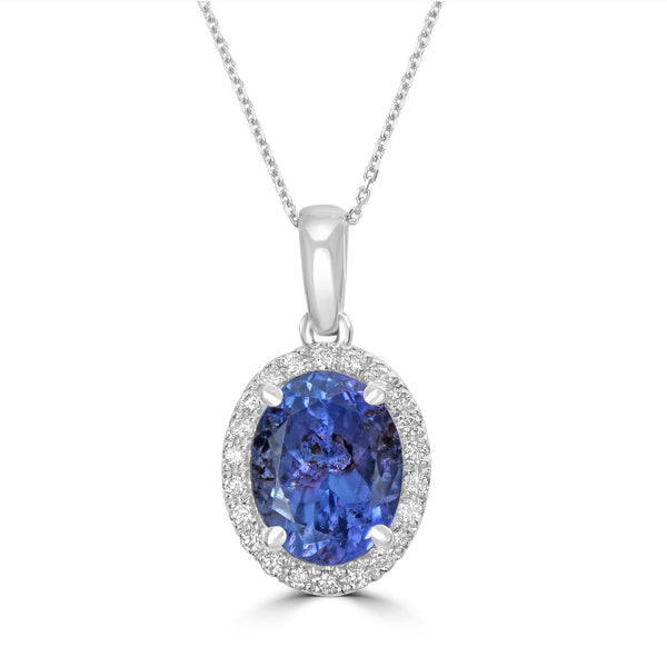 2.61ct Tanzanite Pendants with 0.15tct Diamond set in 14K White Gold