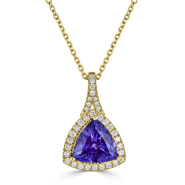 2.75ct Tanzanite Pendant with 0.26tct diamonds set in 14K yellow gold