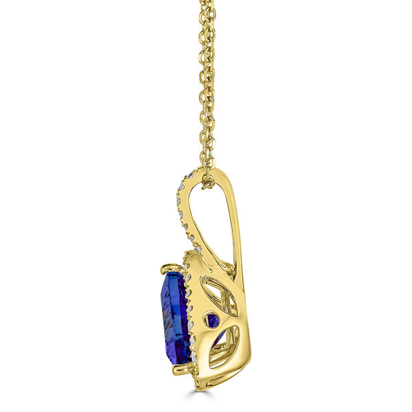 2.75ct Tanzanite Pendant with 0.26tct diamonds set in 14K yellow gold