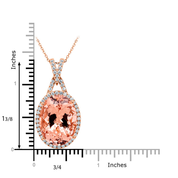 18.55ct Morganite Pendant with 0.76tct Diamonds set in 14K Rose Gold