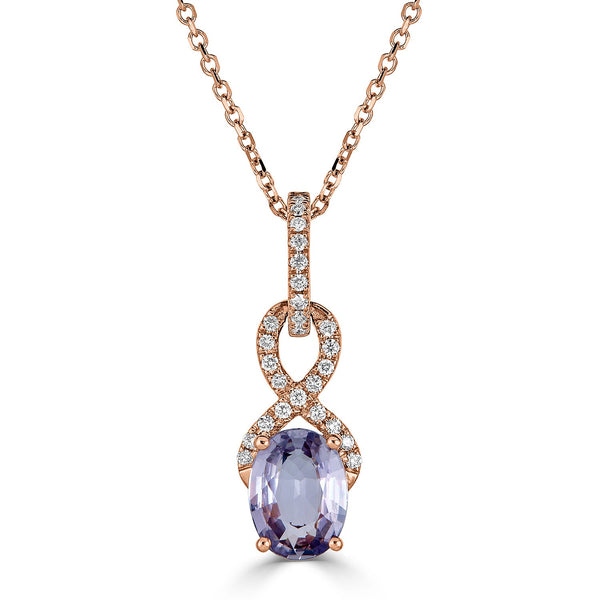 1.27ct Sapphire Pendant with 0.11tct diamonds set in 18K rose gold