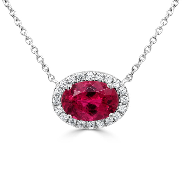 1.54ct Tourmaline Pendant with 0.15tct Diamonds set in 14K White Gold