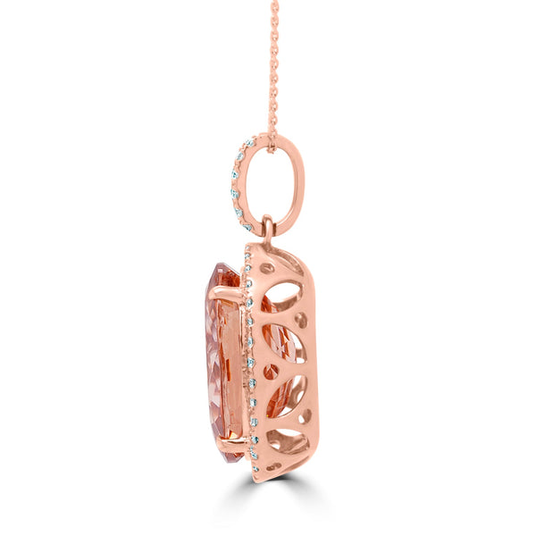 13.73Ct Pink Zircon Pendant With 0.39Tct Diamonds Set In 14K Rose Gold