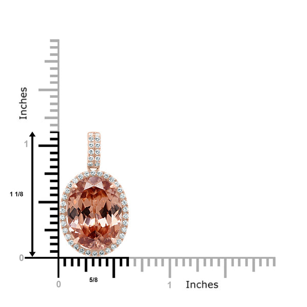 13.73Ct Pink Zircon Pendant With 0.39Tct Diamonds Set In 14K Rose Gold